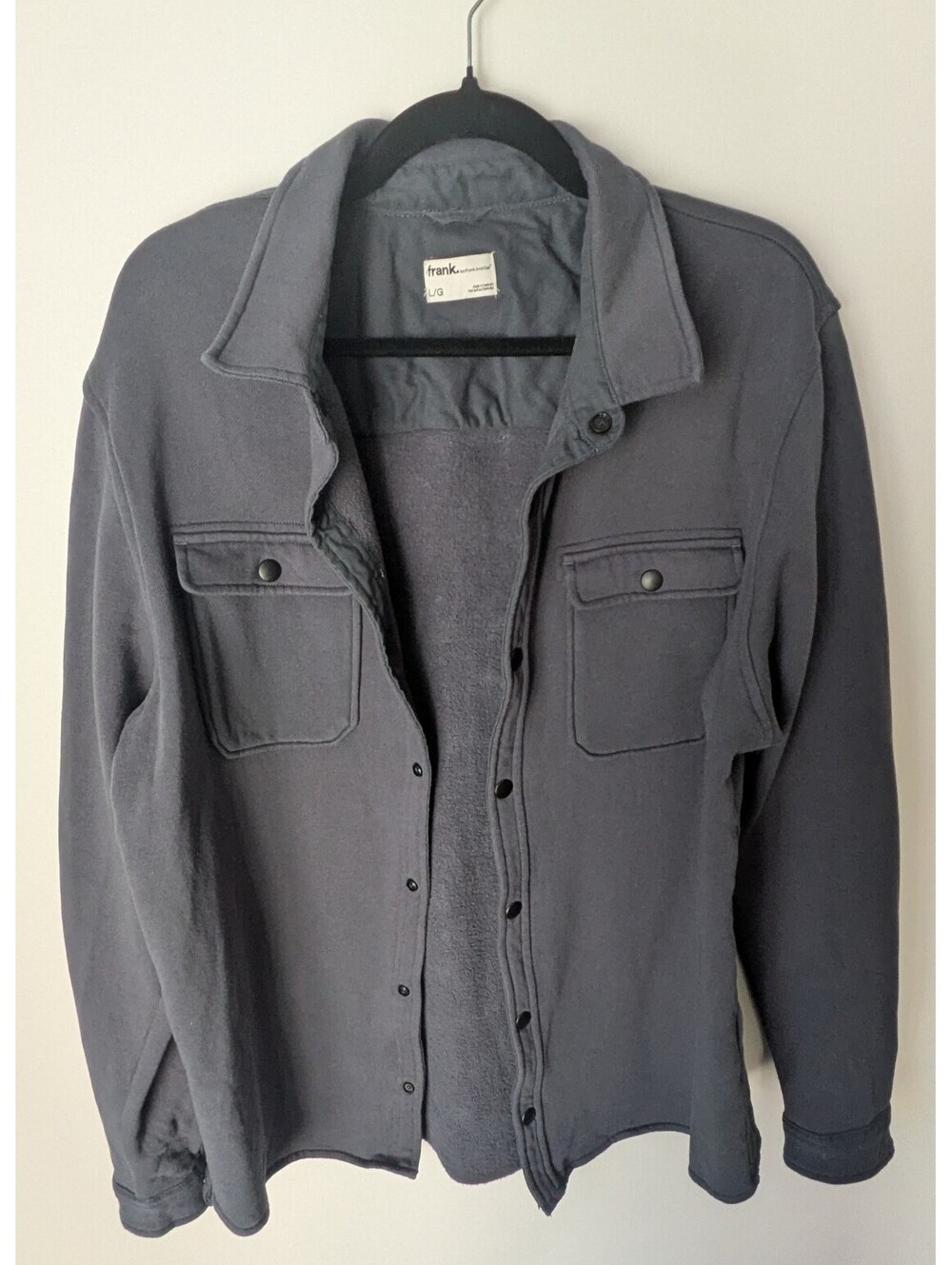 Men's Frank And Oank 100% Cotton Dark Blue Fleece Lined Shacket Size L indie